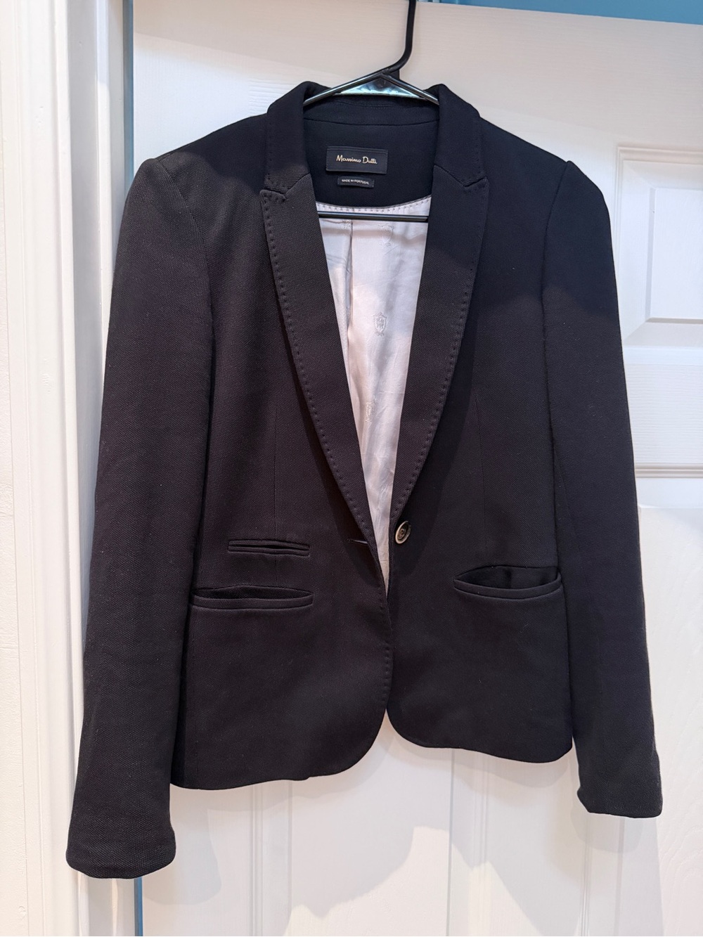 Massimo Dutti Women's Black Single-Button Tailored Blazer